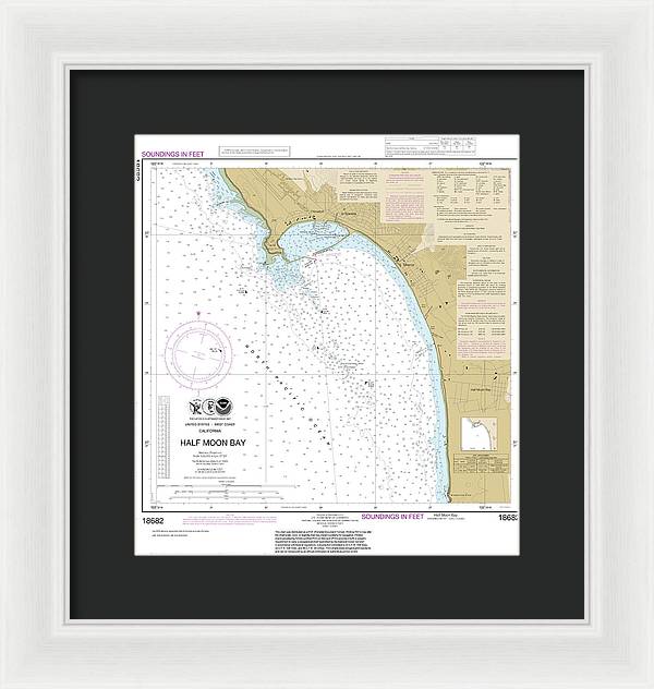 Nautical Chart-18682 Half Moon Bay - Framed Print