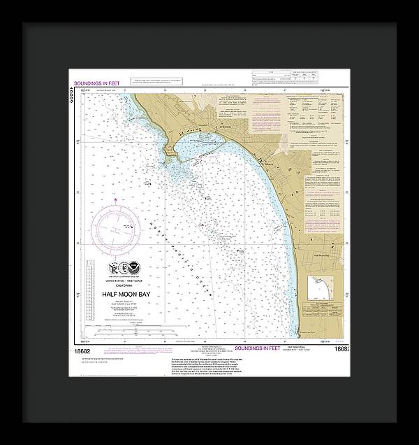 Nautical Chart-18682 Half Moon Bay - Framed Print