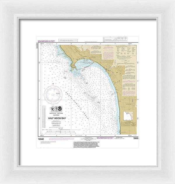 Nautical Chart-18682 Half Moon Bay - Framed Print