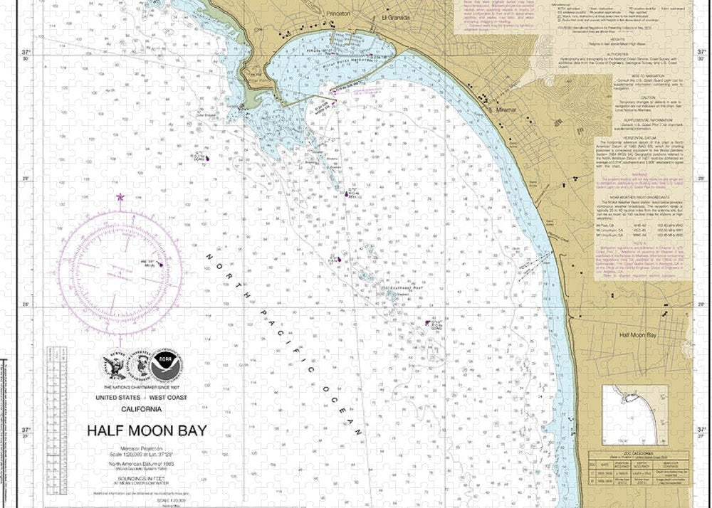 Nautical Chart-18682 Half Moon Bay - Puzzle