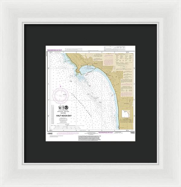 Nautical Chart-18682 Half Moon Bay - Framed Print