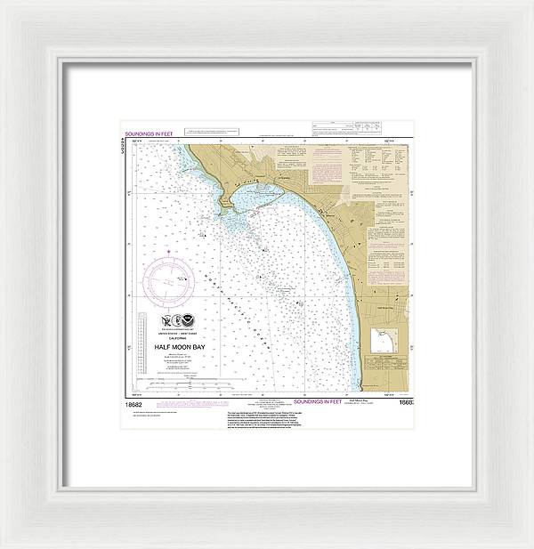 Nautical Chart-18682 Half Moon Bay - Framed Print