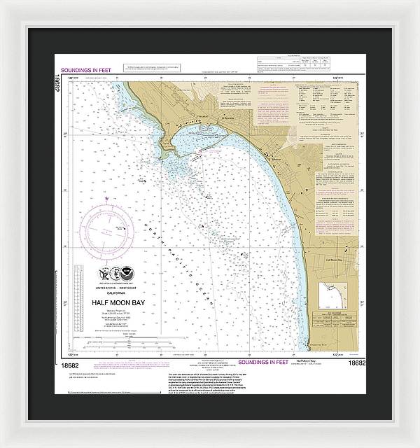 Nautical Chart-18682 Half Moon Bay - Framed Print