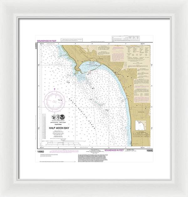 Nautical Chart-18682 Half Moon Bay - Framed Print