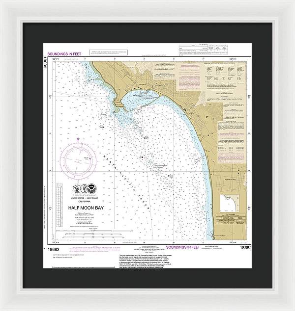 Nautical Chart-18682 Half Moon Bay - Framed Print