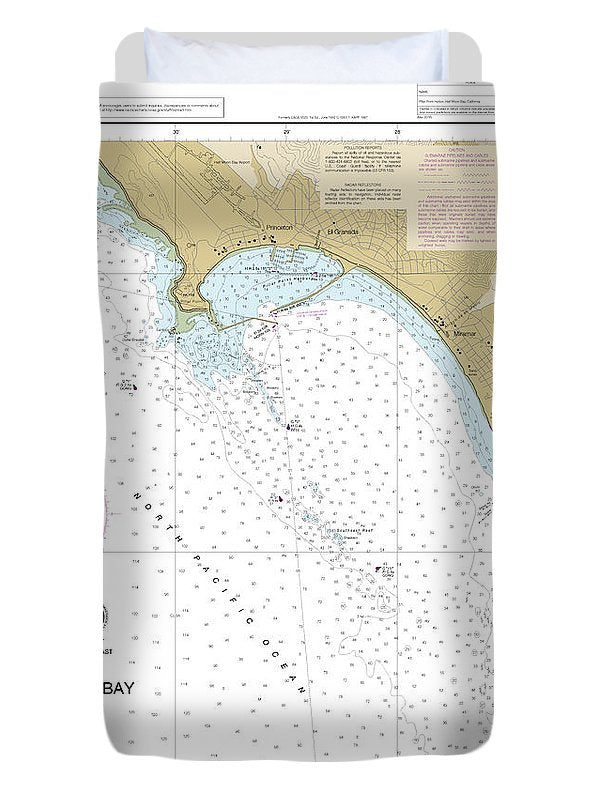 Nautical Chart-18682 Half Moon Bay - Duvet Cover