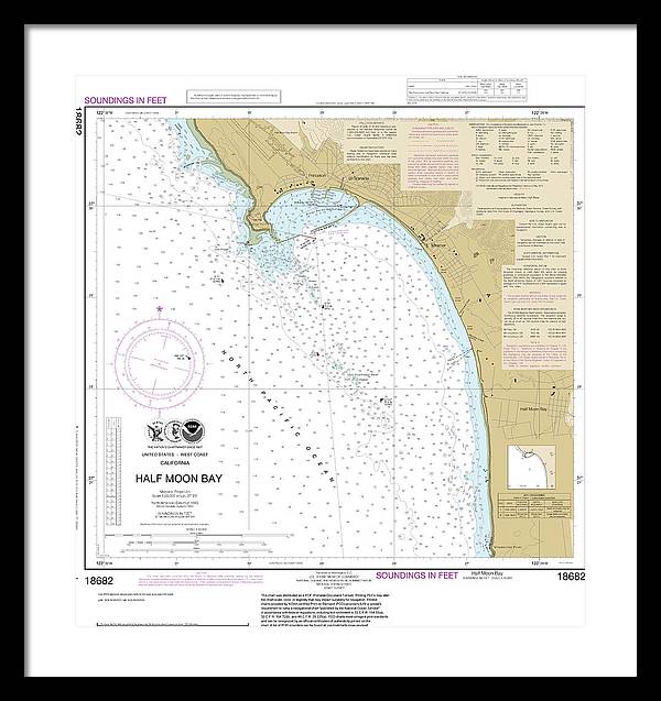 Nautical Chart-18682 Half Moon Bay - Framed Print