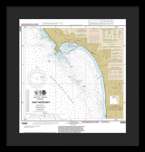 Nautical Chart-18682 Half Moon Bay - Framed Print