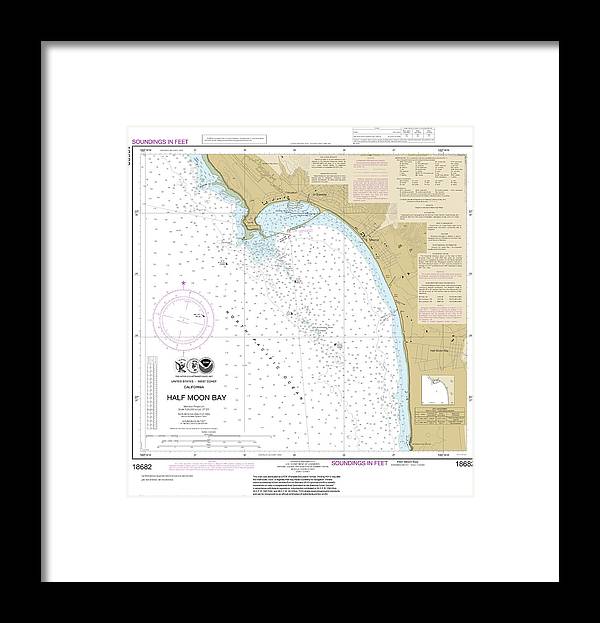 Nautical Chart-18682 Half Moon Bay - Framed Print