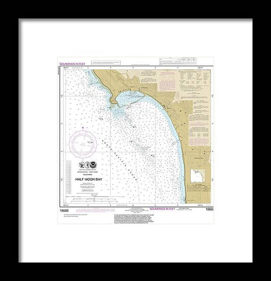 Nautical Chart-18682 Half Moon Bay - Framed Print
