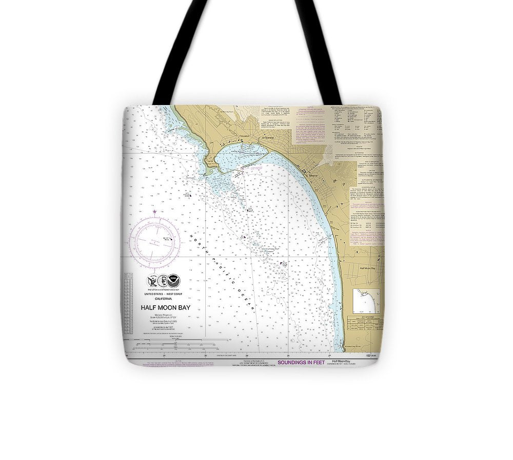 Nautical Chart 18682 Half Moon Bay Tote Bag