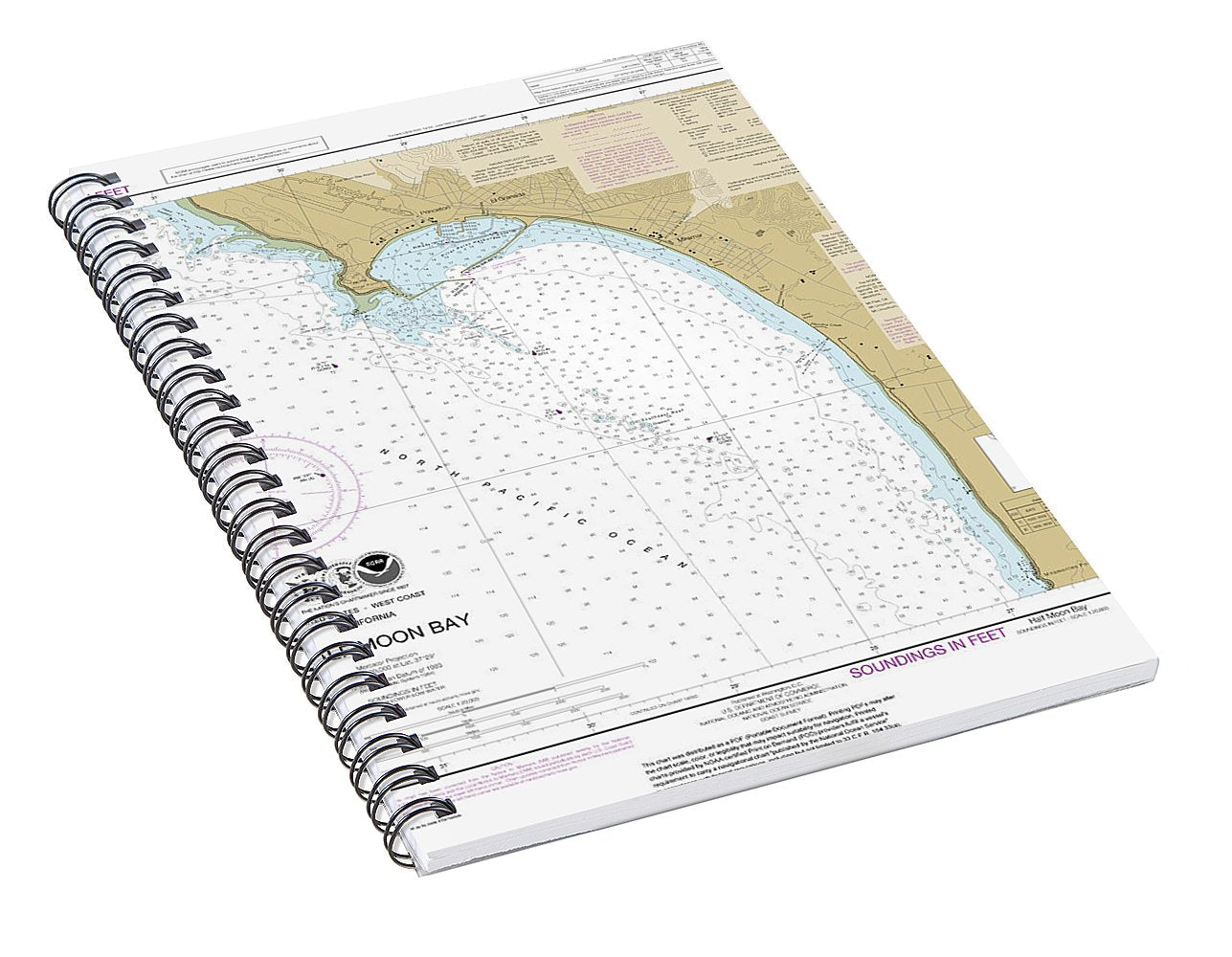 Nautical Chart-18682 Half Moon Bay - Spiral Notebook