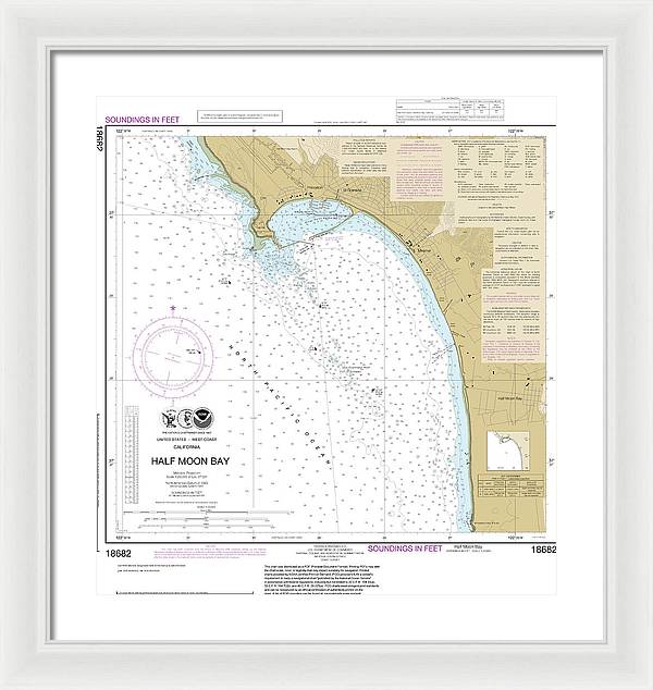 Nautical Chart-18682 Half Moon Bay - Framed Print