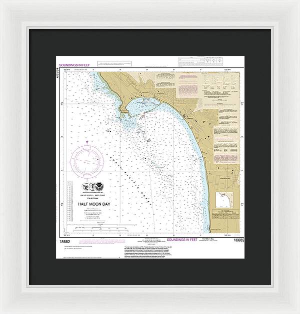 Nautical Chart-18682 Half Moon Bay - Framed Print