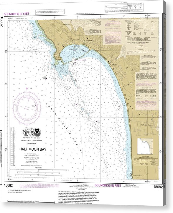 Nautical Chart-18682 Half Moon Bay  Acrylic Print