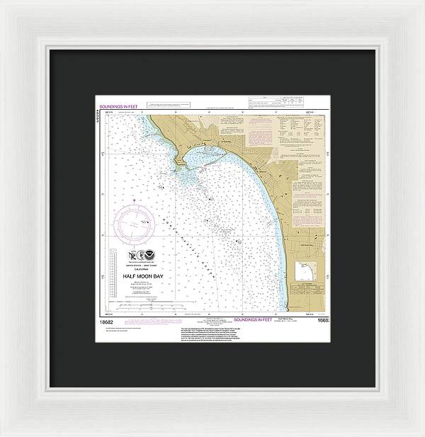 Nautical Chart-18682 Half Moon Bay - Framed Print