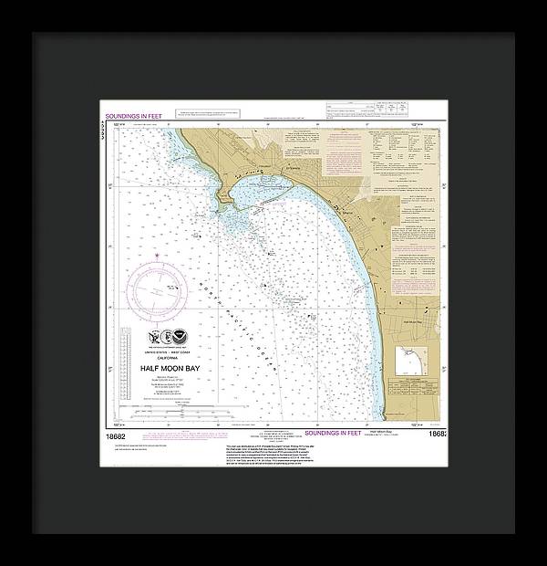 Nautical Chart-18682 Half Moon Bay - Framed Print