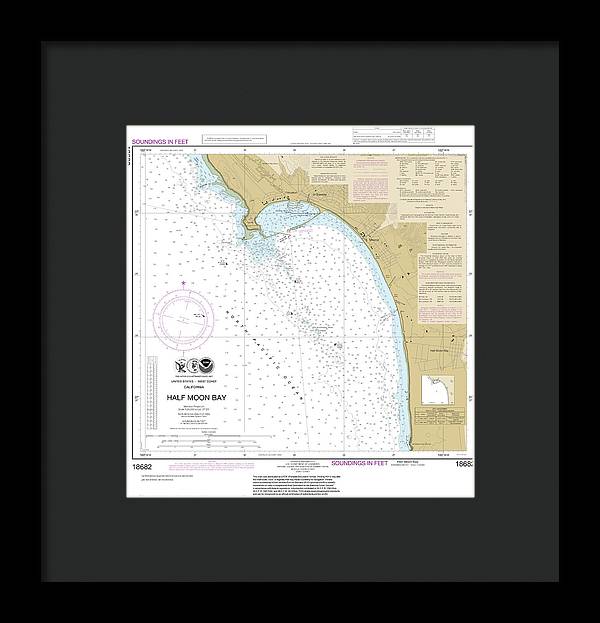 Nautical Chart-18682 Half Moon Bay - Framed Print