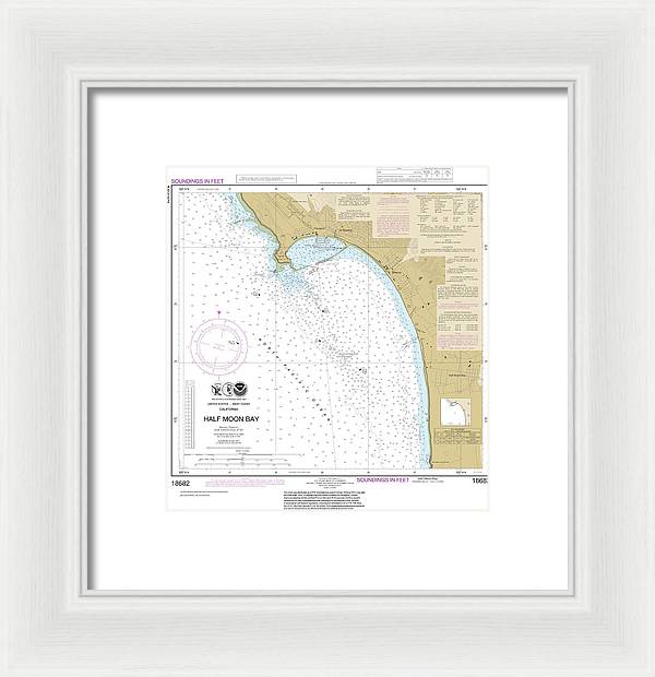 Nautical Chart-18682 Half Moon Bay - Framed Print