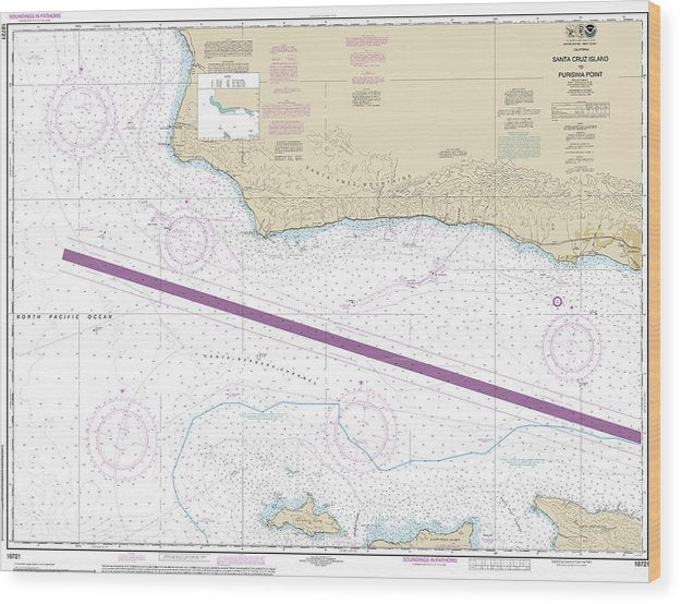 Nautical Chart-18721 Santa Cruz Island-Purisima Point Wood Print