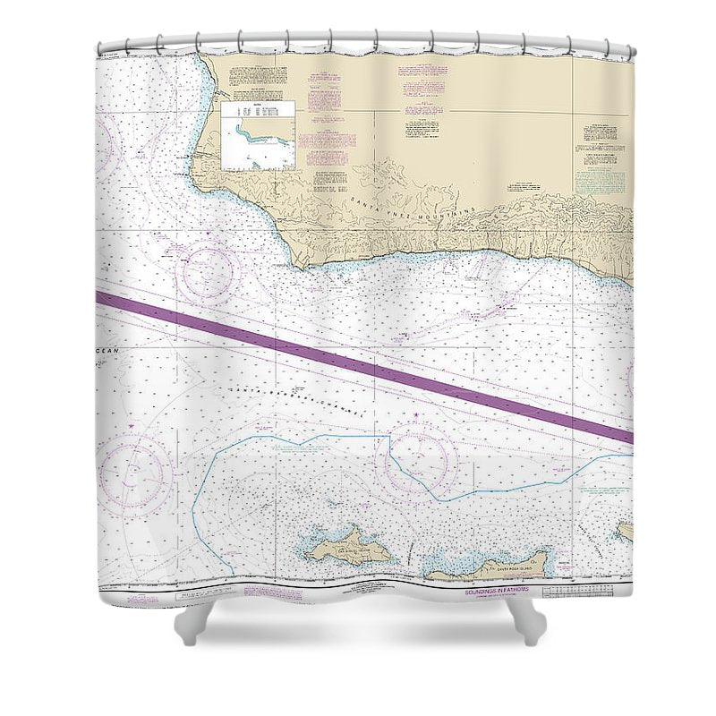 Nautical Chart 18721 Santa Cruz Island Purisima Point Shower Curtain