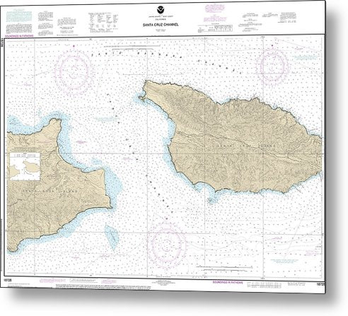 A beuatiful Metal Print of the Nautical Chart-18728 Santa Cruz Channel - Metal Print by SeaKoast.  100% Guarenteed!