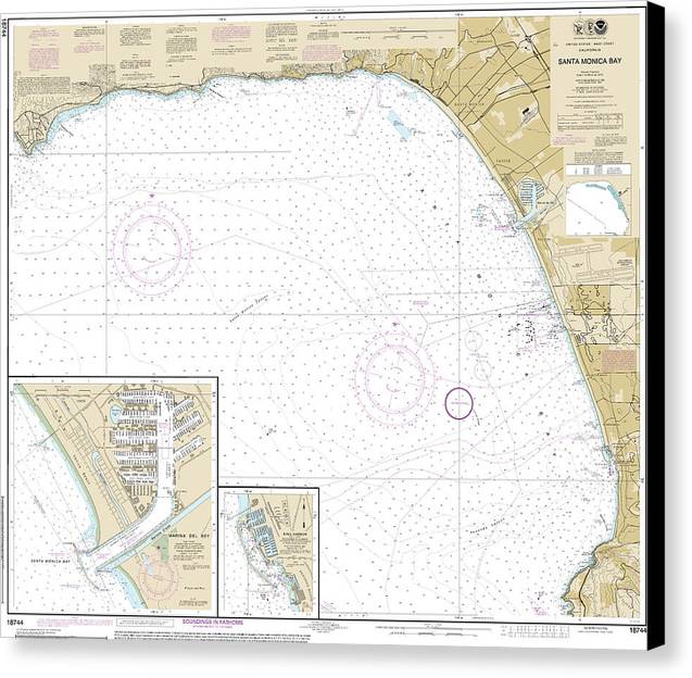 Nautical Chart-18744 Santa Monica Bay, King Harbor - Canvas Print