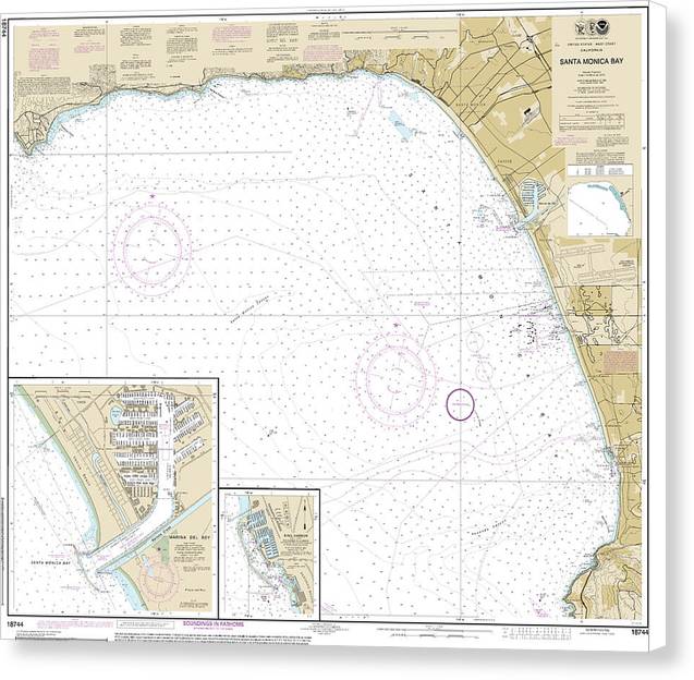 Nautical Chart-18744 Santa Monica Bay, King Harbor - Canvas Print