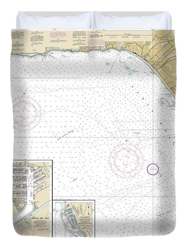 Nautical Chart-18744 Santa Monica Bay, King Harbor - Duvet Cover