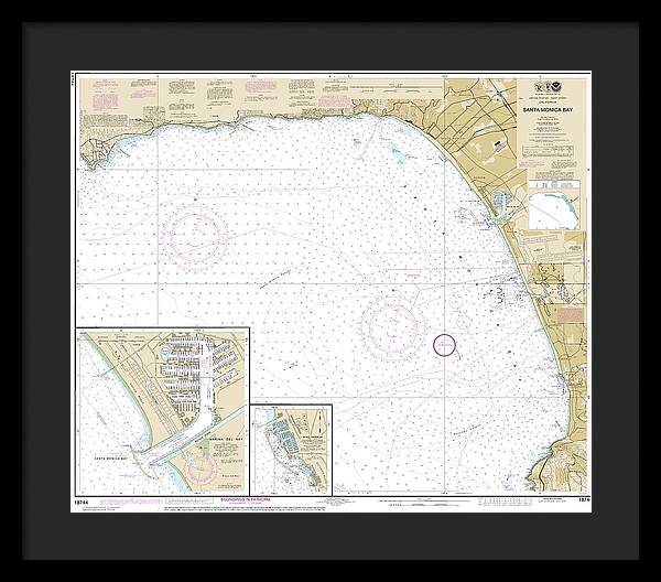 Nautical Chart-18744 Santa Monica Bay, King Harbor - Framed Print