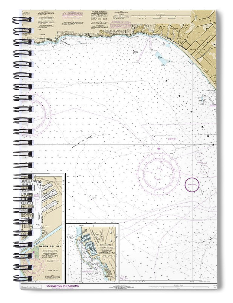 Nautical Chart 18744 Santa Monica Bay, King Harbor Spiral Notebook