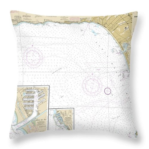 Nautical Chart-18744 Santa Monica Bay, King Harbor - Throw Pillow