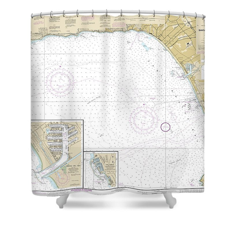 Nautical Chart 18744 Santa Monica Bay, King Harbor Shower Curtain