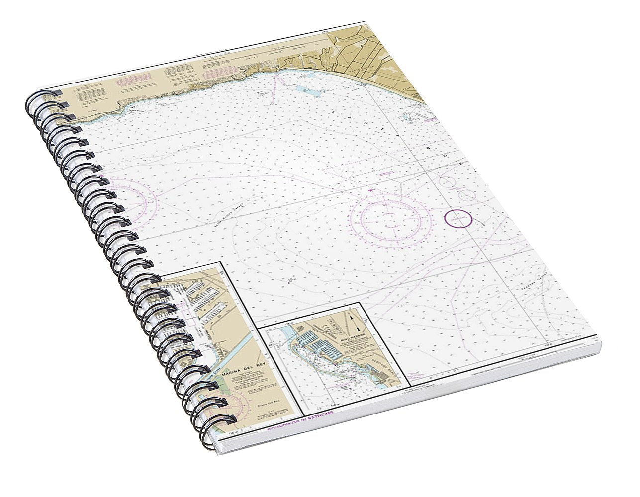 Nautical Chart-18744 Santa Monica Bay, King Harbor - Spiral Notebook