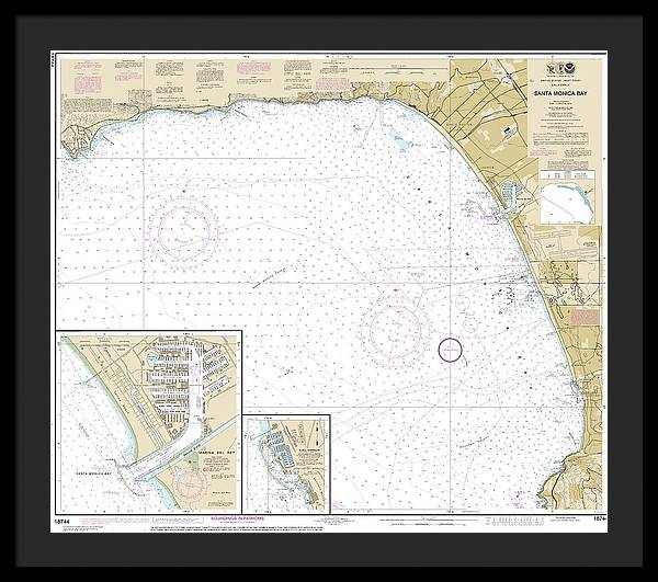 Nautical Chart-18744 Santa Monica Bay, King Harbor - Framed Print