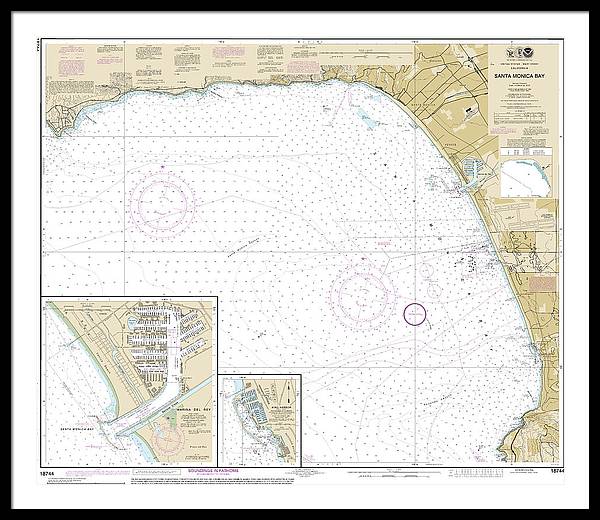 Nautical Chart-18744 Santa Monica Bay, King Harbor - Framed Print