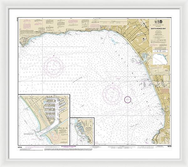 Nautical Chart-18744 Santa Monica Bay, King Harbor - Framed Print