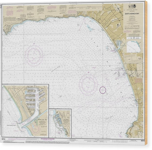 Nautical Chart-18744 Santa Monica Bay, King Harbor Wood Print