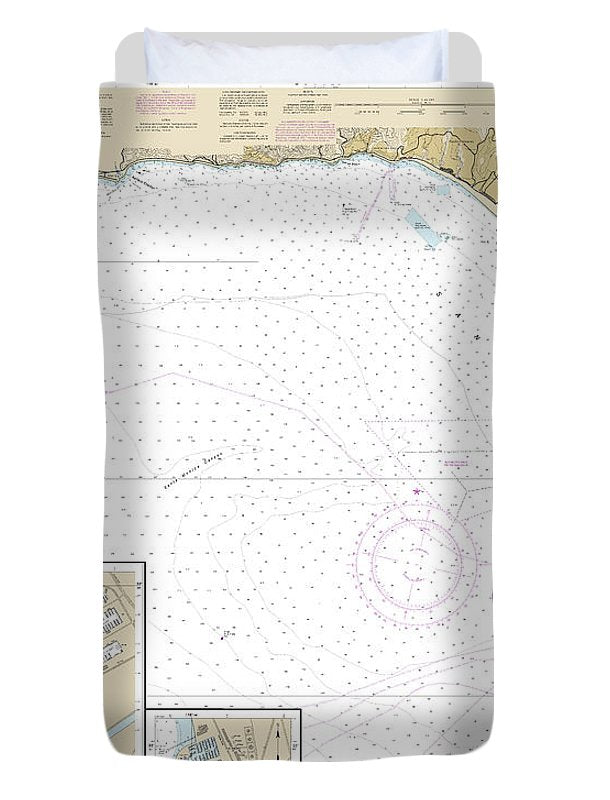 Nautical Chart-18744 Santa Monica Bay, King Harbor - Duvet Cover