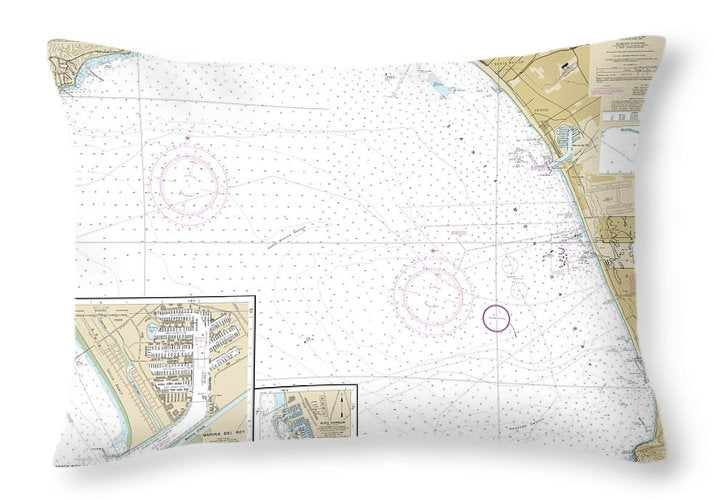 Nautical Chart-18744 Santa Monica Bay, King Harbor - Throw Pillow