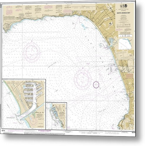 A beuatiful Metal Print of the Nautical Chart-18744 Santa Monica Bay, King Harbor - Metal Print by SeaKoast.  100% Guarenteed!