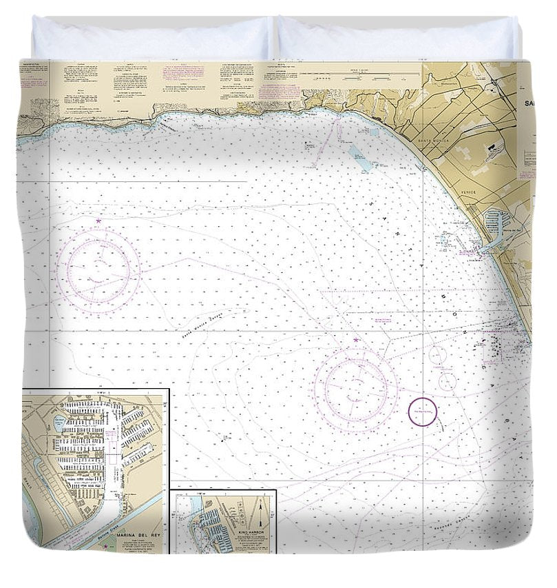 Nautical Chart 18744 Santa Monica Bay, King Harbor Duvet Cover