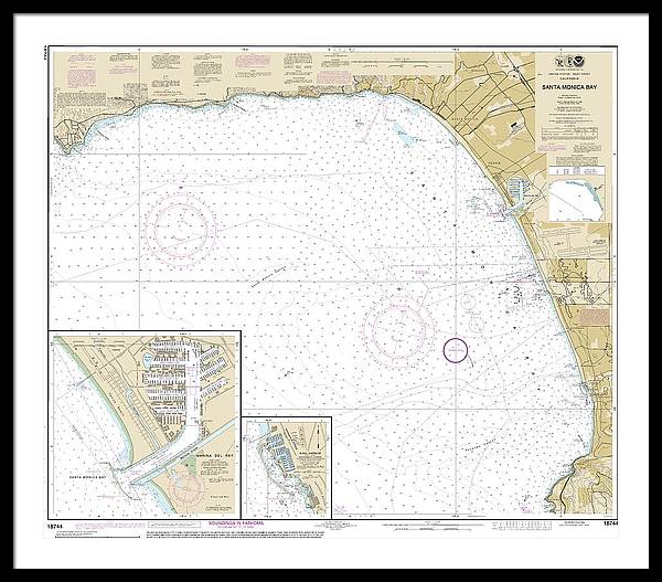 Nautical Chart-18744 Santa Monica Bay, King Harbor - Framed Print