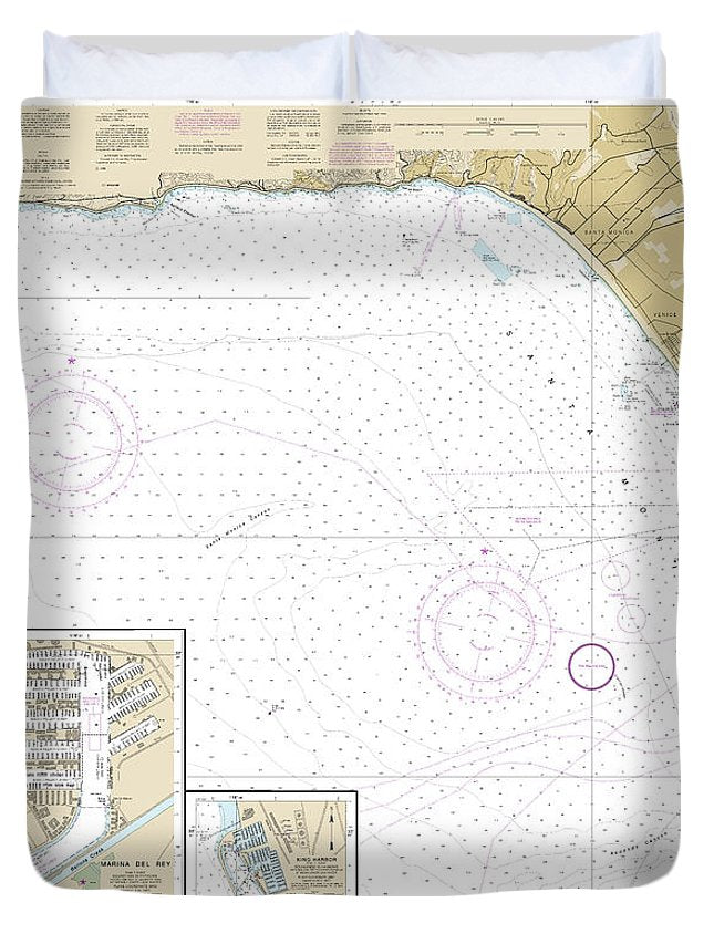 Nautical Chart-18744 Santa Monica Bay, King Harbor - Duvet Cover