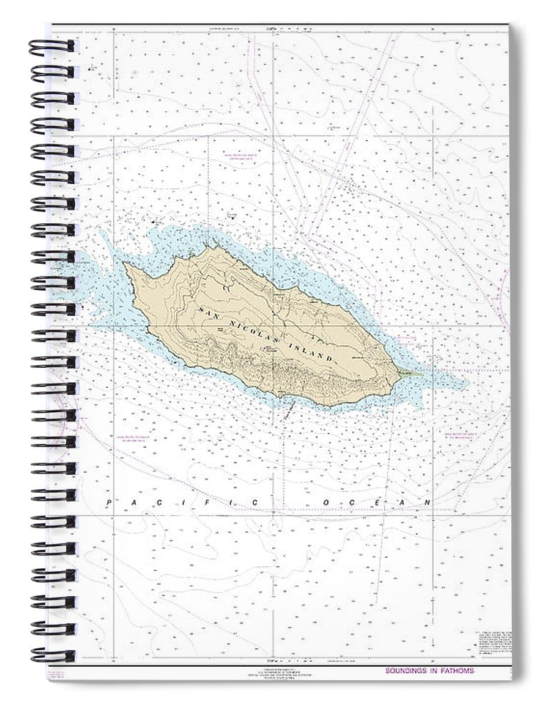 Nautical Chart 18755 San Nicolas Island Spiral Notebook