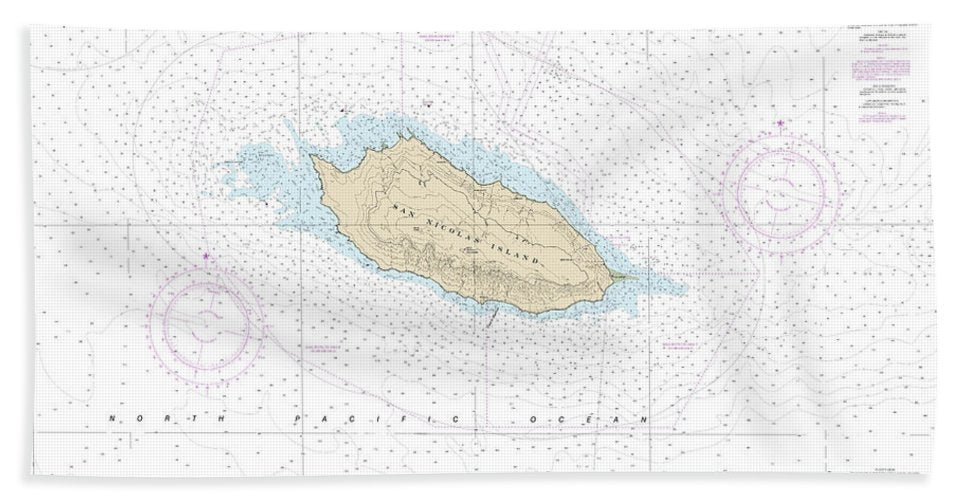 Nautical Chart-18755 San Nicolas Island - Bath Towel