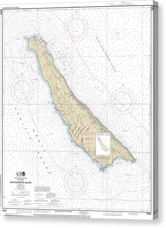 Nautical Chart-18762 San Clemente Island Canvas Print