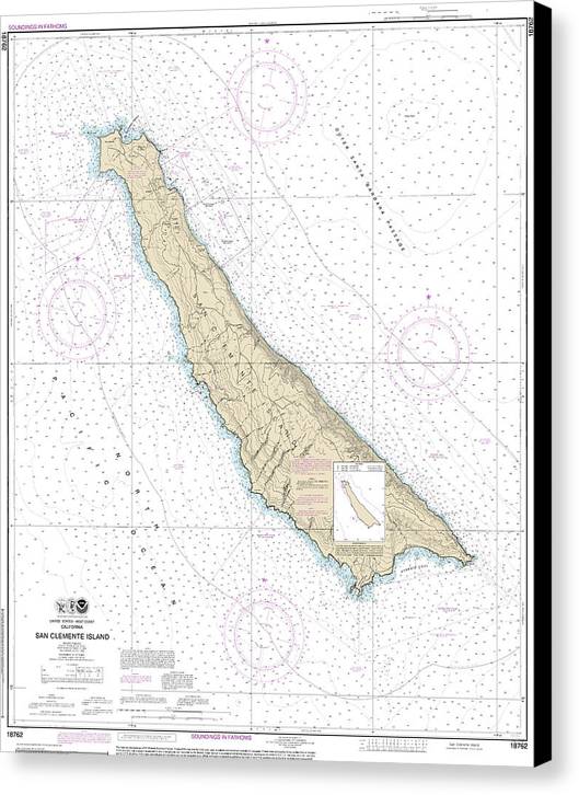 Nautical Chart-18762 San Clemente Island - Canvas Print