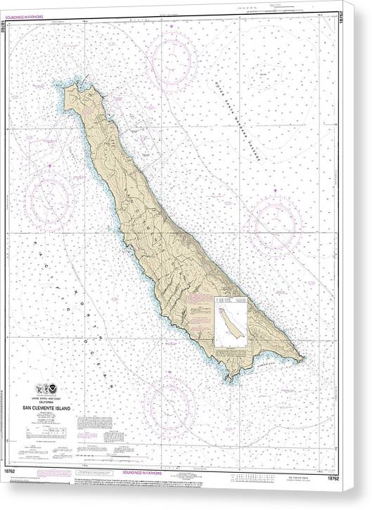 Nautical Chart-18762 San Clemente Island - Canvas Print