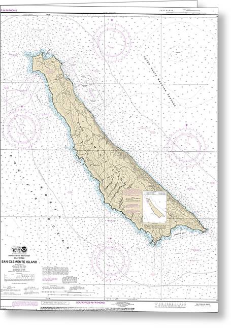 Nautical Chart-18762 San Clemente Island - Greeting Card